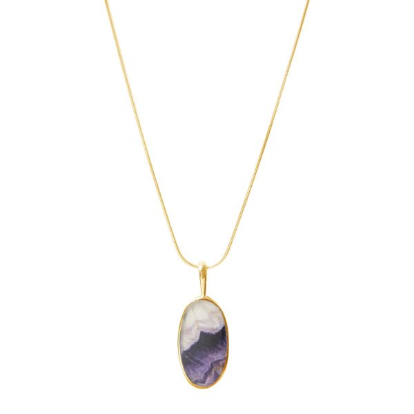 Yellow Gold Blue John Oval Pendant