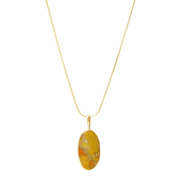 Yellow Gold Bumblebee Jasper Oval Pendant