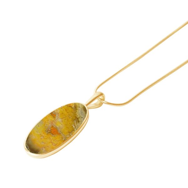 Yellow Gold Bumblebee Jasper Oval Pendant