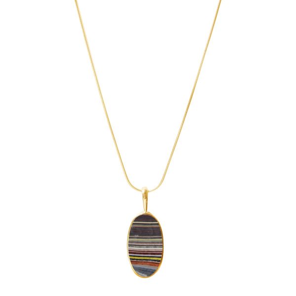 Yellow Gold Fordite Oval Pendant