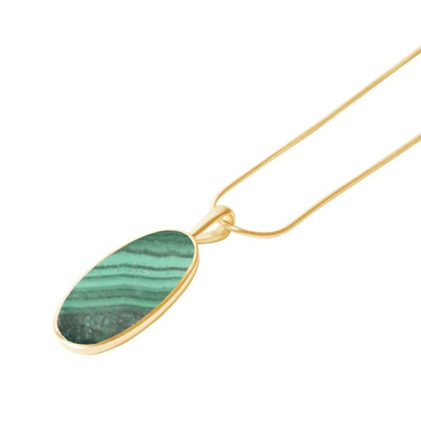 Yellow Gold Malachite Oval Pendant