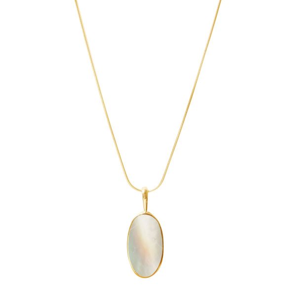 Yellow Gold Mother of Pearl Oval Pendant