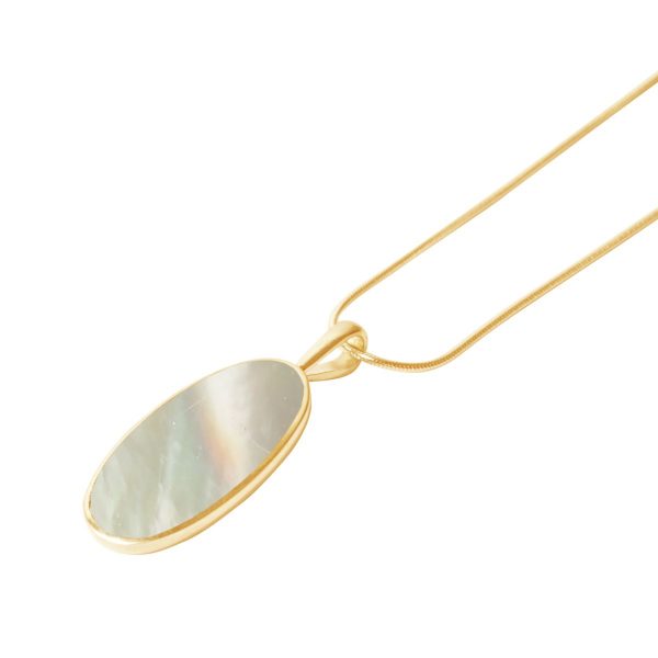 Yellow Gold Mother of Pearl Oval Pendant