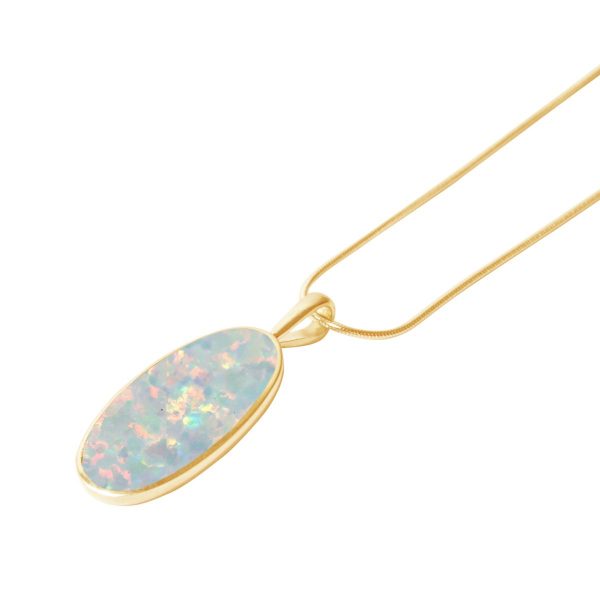 Yellow Gold Opalite Sun Ice Oval Pendant