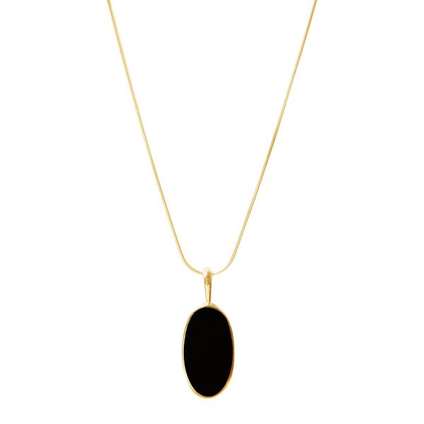 Yellow Gold Whitby Jet Oval Pendant