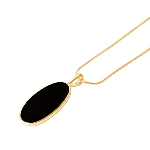 Yellow Gold Whitby Jet Oval Pendant