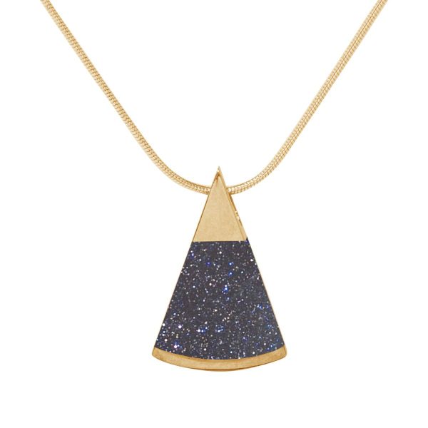 Yellow Gold Blue Goldstone Pendant