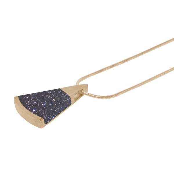 Yellow Gold Blue Goldstone Pendant