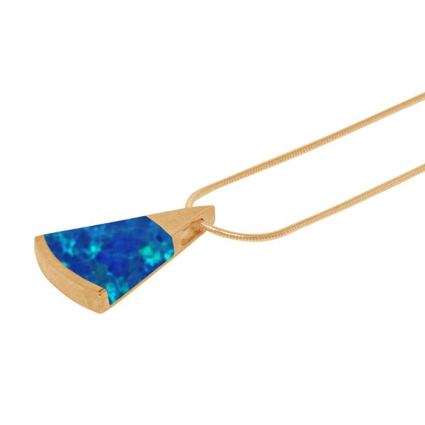 Yellow Gold Opalite Cobalt Blue Pendant