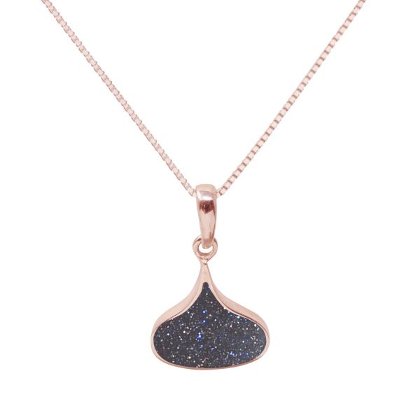 Rose Gold Blue Goldstone Pendant