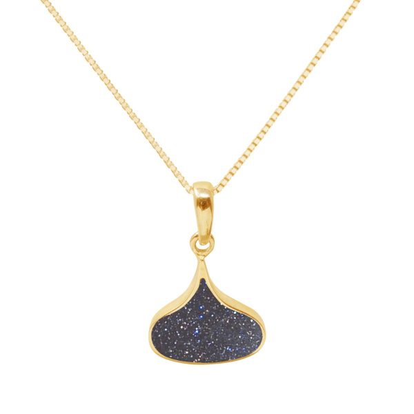 Yellow Gold Blue Goldstone Pendant