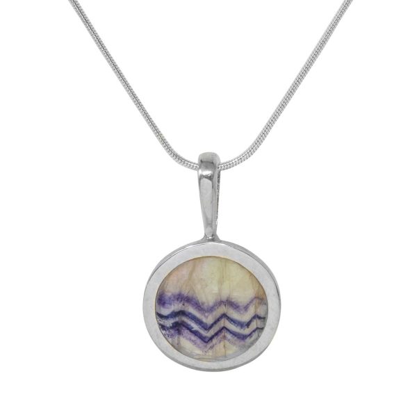 Silver Blue John Round Pendant