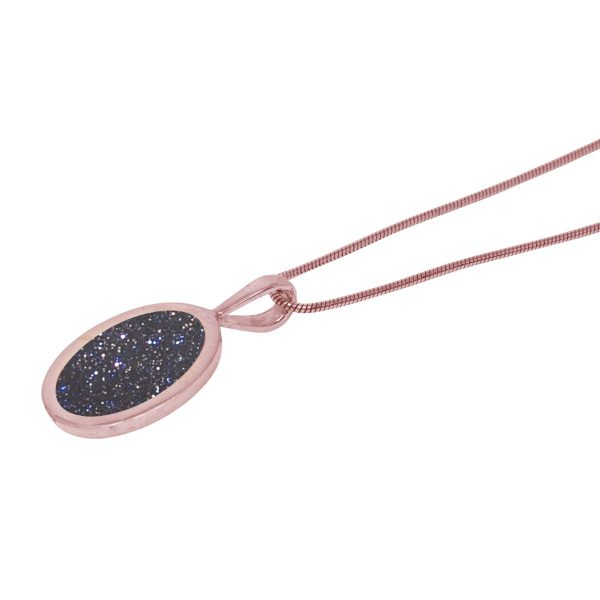 Rose Gold Blue Goldstone Oval Pendant