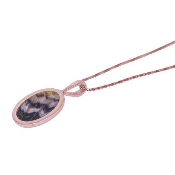 Rose Gold Blue John Oval Pendant