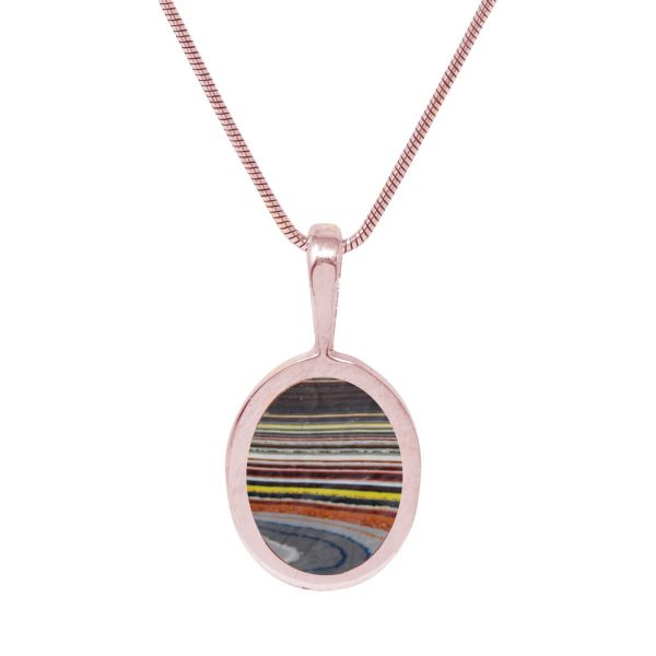 Rose Gold Fordite Oval Pendant