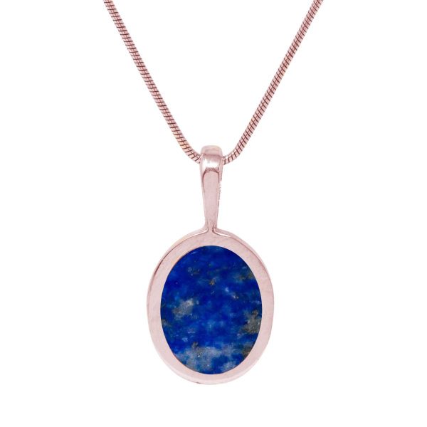 Rose Gold Lapis Oval Pendant