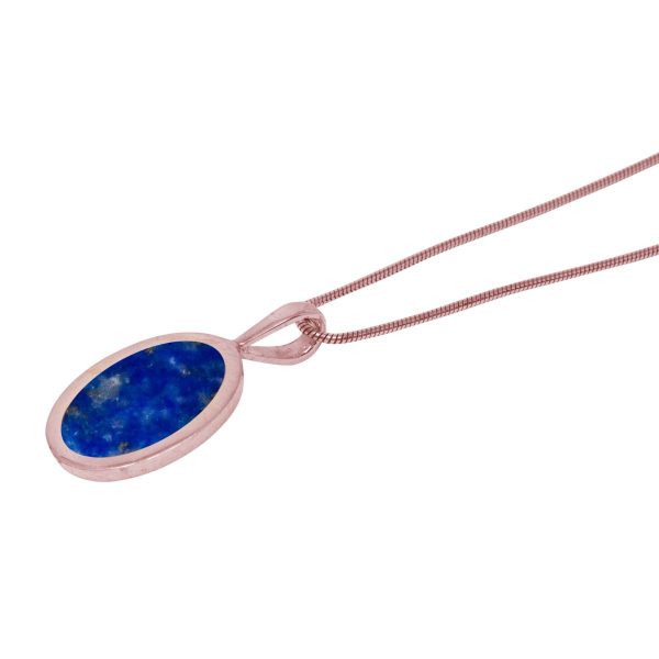 Rose Gold Lapis Oval Pendant