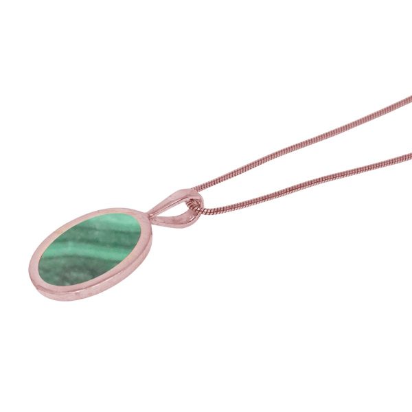 Rose Gold Malachite Oval Pendant