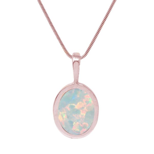 Rose Gold Opalite Sun Ice Oval Pendant