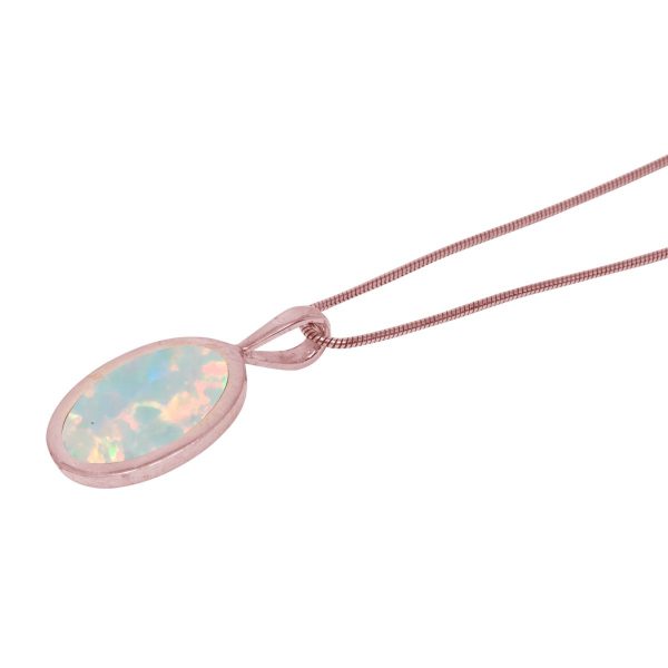 Rose Gold Opalite Sun Ice Oval Pendant