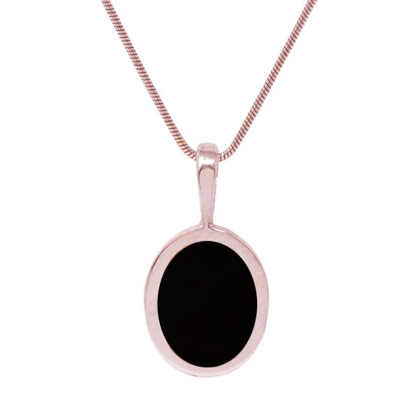 Rose Gold Whitby Jet Oval Pendant