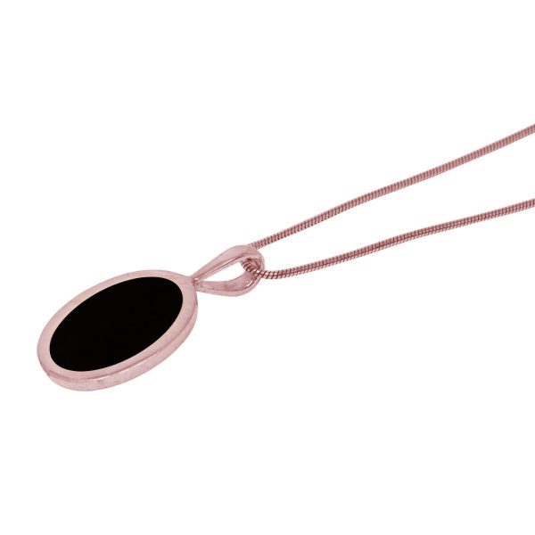 Rose Gold Whitby Jet Oval Pendant