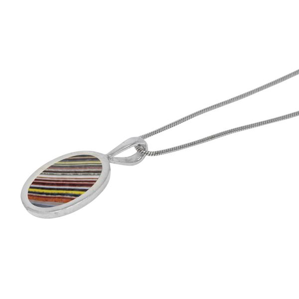 Silver Fordite Oval Pendant