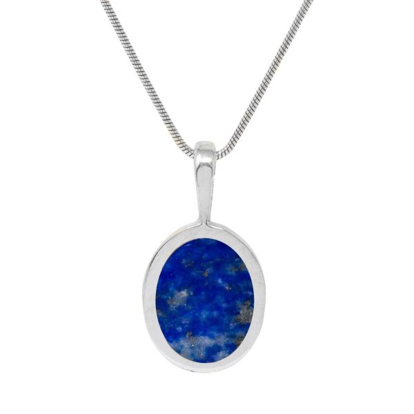 Silver Lapis Oval Pendant