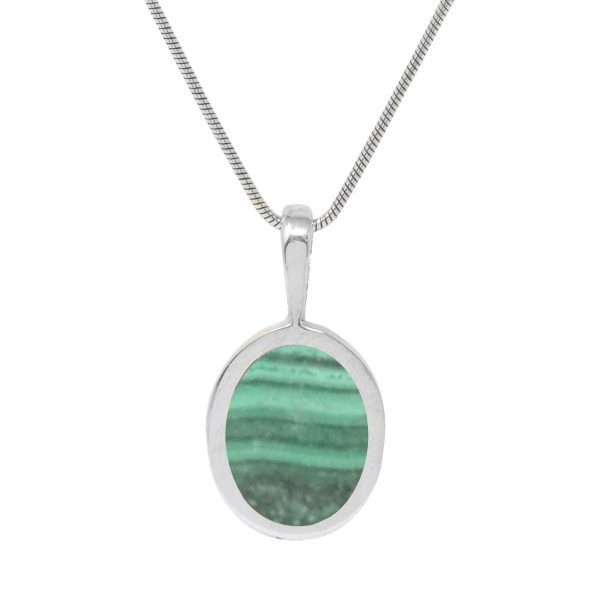 Silver Malachite Oval Pendant