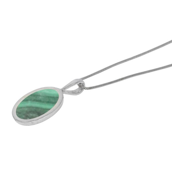 Silver Malachite Oval Pendant