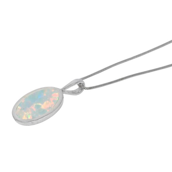 Silver Opalite Sun Ice Oval Pendant