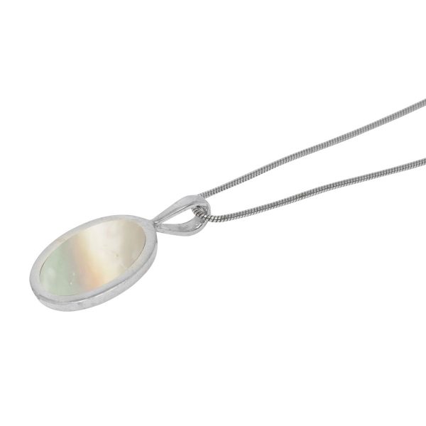 White Gold Mother of Pearl Oval Pendant