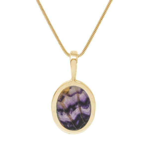 Yellow Gold Blue John Oval Pendant