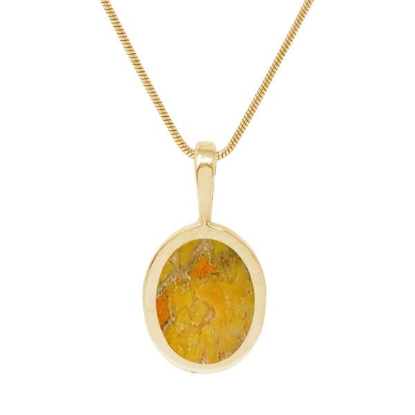 Yellow Gold Bumblebee Jasper Oval Pendant