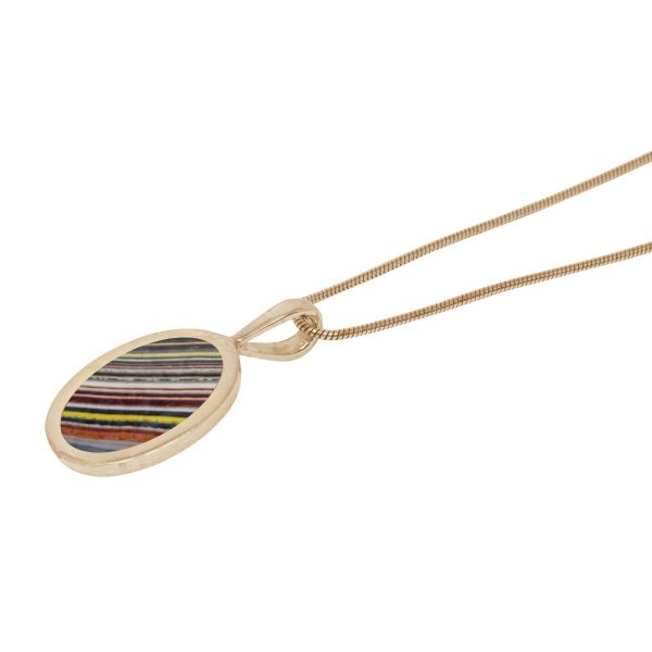 Yellow Gold Fordite Oval Pendant