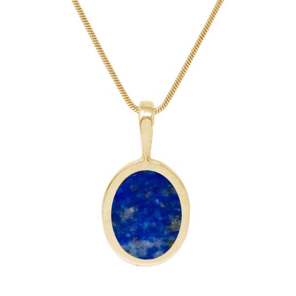 Yellow Gold Lapis Oval Pendant