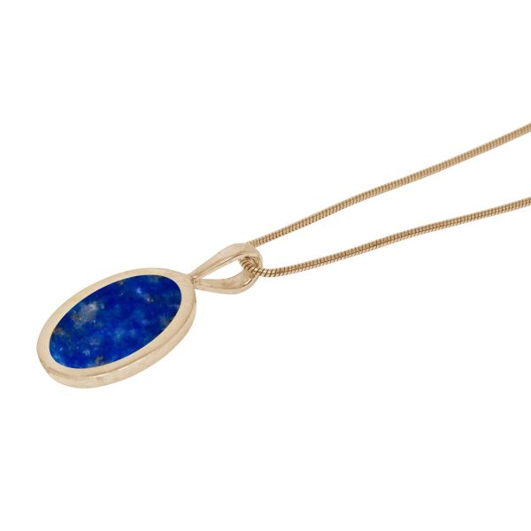 Yellow Gold Lapis Oval Pendant