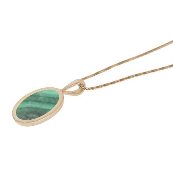 Yellow Gold Malachite Oval Pendant