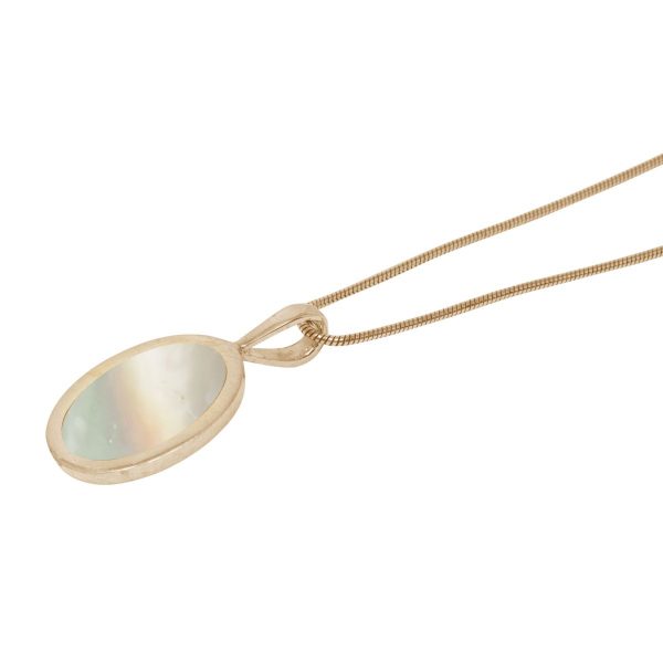 Yellow Gold Mother of Pearl Oval Pendant