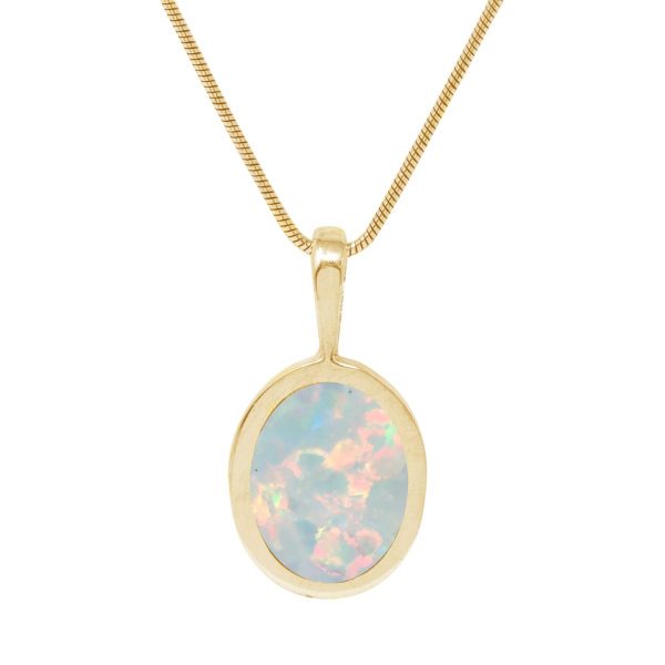 Yellow Gold Opalite Sun Ice Oval Pendant