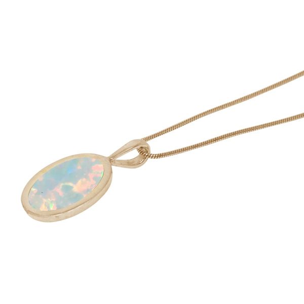 Yellow Gold Opalite Sun Ice Oval Pendant