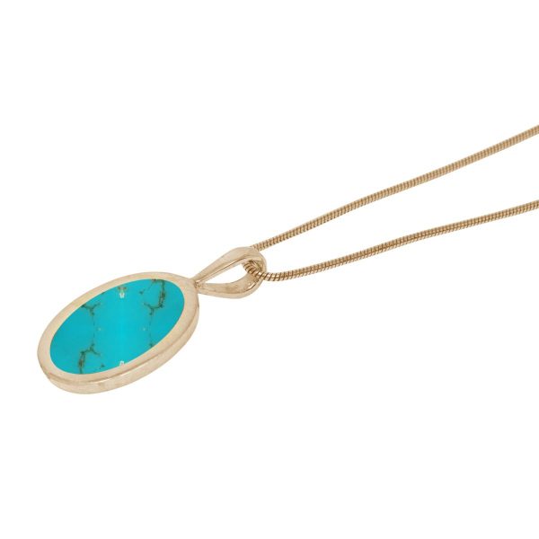 Yellow Gold Turquoise Oval Pendant