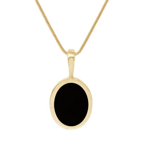 Yellow Gold Whitby Jet Oval Pendant