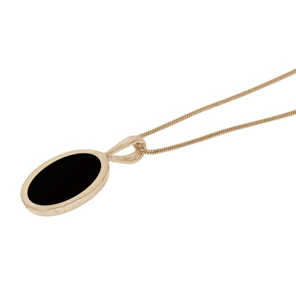 Yellow Gold Whitby Jet Oval Pendant