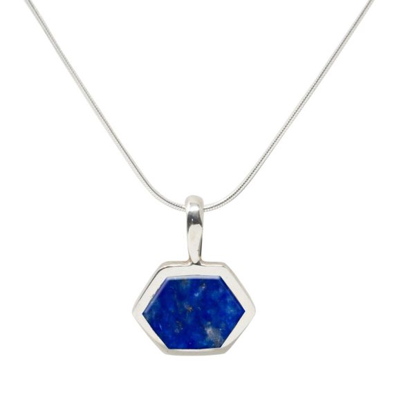 Rose Gold Lapis Hexagonal Pendant