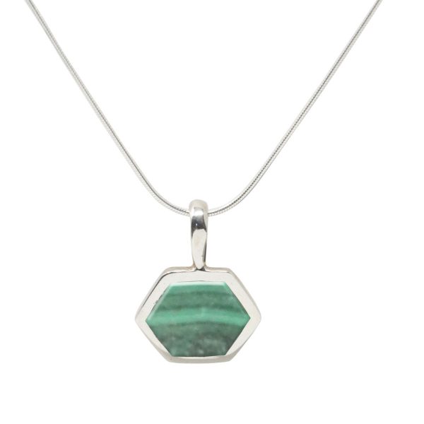 Rose Gold Malachite Hexagonal Pendant