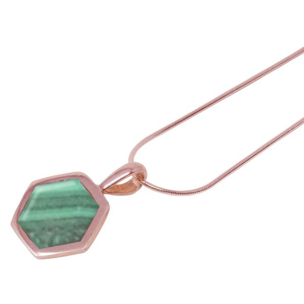 Rose Gold Malachite Hexagonal Pendant