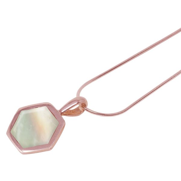 Rose Gold Mother of Pearl Hexagonal Pendant