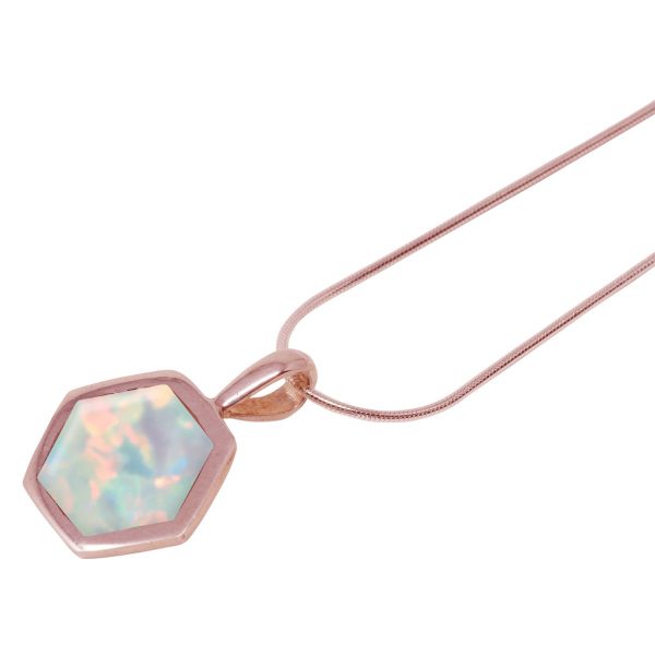 Rose Gold Opalite Sun Ice Hexagonal Pendant