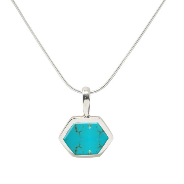 Rose Gold Turquoise Hexagonal Pendant